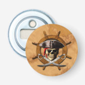 Jolly Roger Pirate Wheel Button Flesopener (Voorkant)