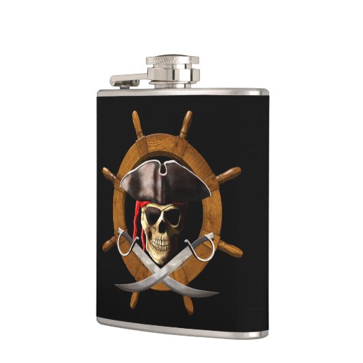 Jolly Roger Pirate Wheel Heupfles (Links)