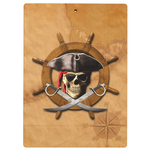 Jolly Roger Pirate Wheel Klembord (Achterkant)