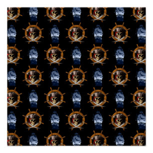 Jolly Roger Pirate Wheel Perfect Poster