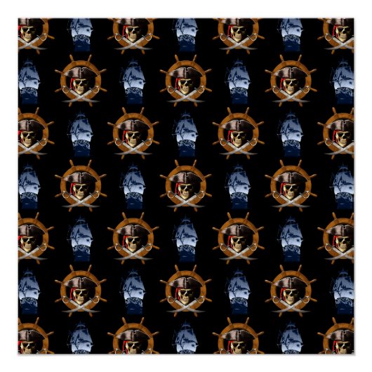 Jolly Roger Pirate Wheel Perfect Poster (Voorkant)