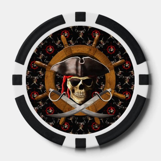 Jolly Roger Pirate Wheel Poker Chips (Voorkant)