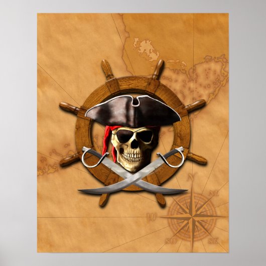 Jolly Roger Pirate Wheel Poster (Voorkant)