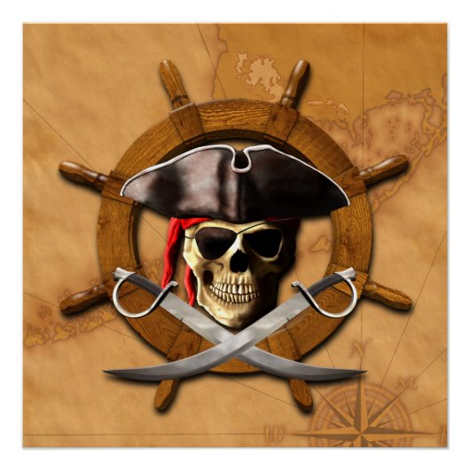 Jolly Roger Pirate Wheel Poster (Voorkant)