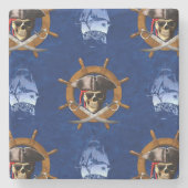 Jolly Roger Pirate Wheel Stenen Onderzetter (Voorkant)
