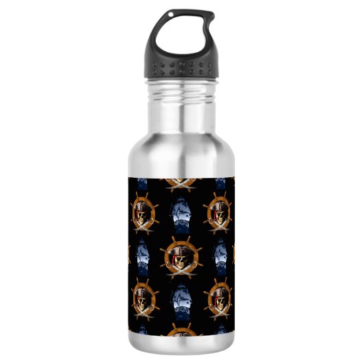 Jolly Roger Pirate Wheel Waterfles (Voorkant)