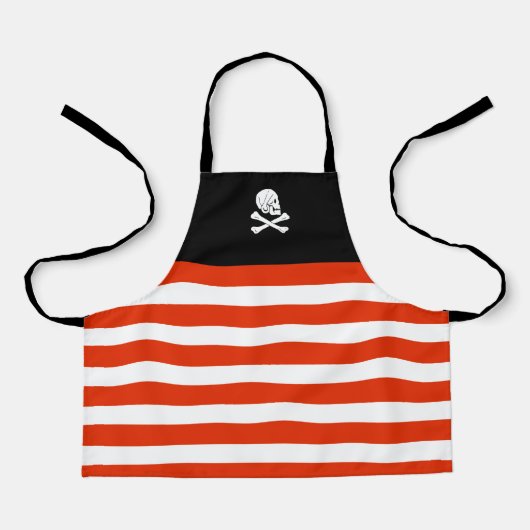 Jolly Roger Pirate Zwart en Rood Verjaardag Kinder Schort (Voorkant)