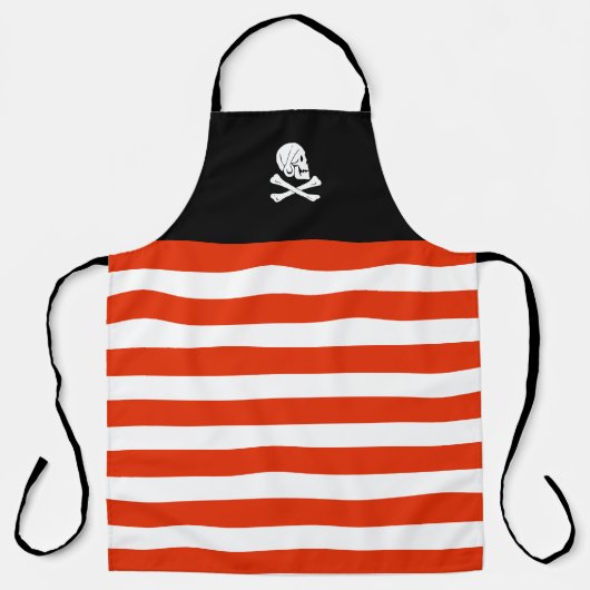 Jolly Roger Pirate Zwart en Rood Verjaardag Schort (Voorkant)
