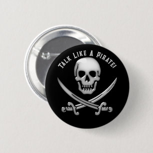 Jolly Roger Piratendag Ronde Button 5,7 Cm
