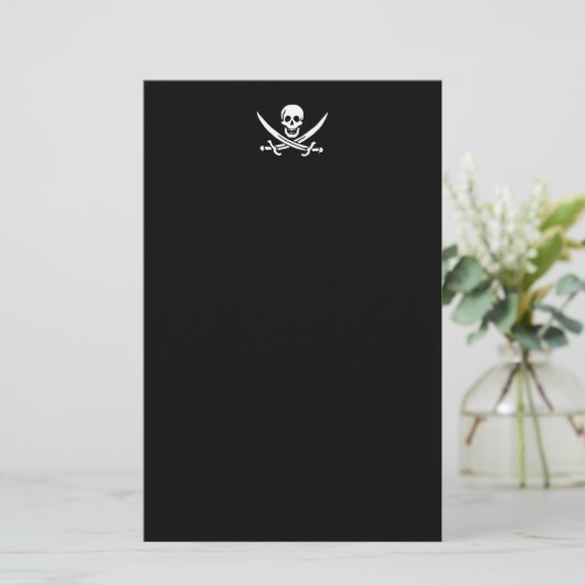 Jolly roger piratenvlag briefpapier (Staand voorkant)