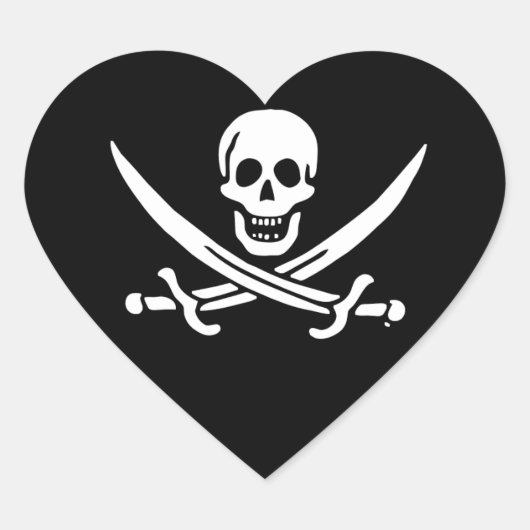Jolly roger piratenvlag hart sticker (Voorkant)