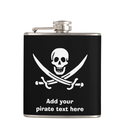 Jolly roger piratenvlag heupfles (Voorkant)