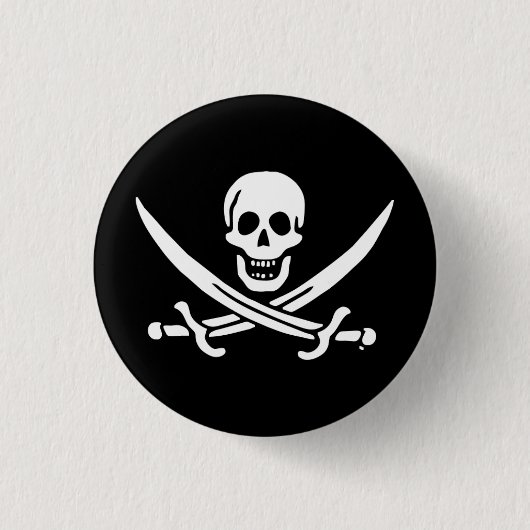 Jolly roger piratenvlag ronde button 3,2 cm (Voorkant)