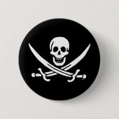 Jolly roger piratenvlag ronde button 5,7 cm (Voorkant)