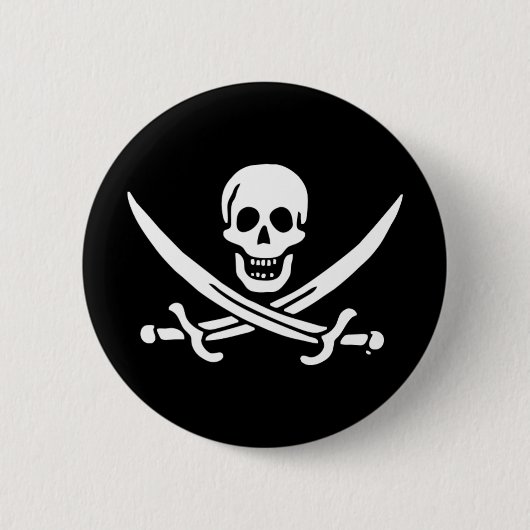 Jolly roger piratenvlag ronde button 5,7 cm (Voorkant)