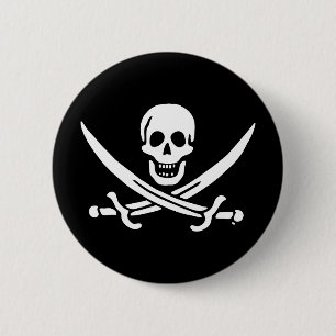 Jolly roger piratenvlag ronde button 5,7 cm
