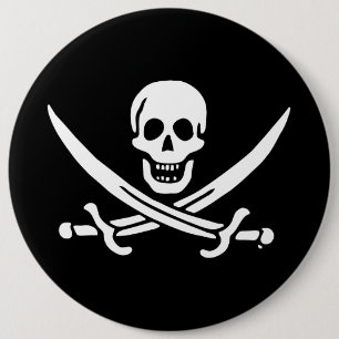 Jolly roger piratenvlag ronde button 6,0 cm
