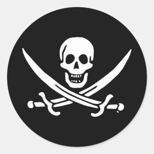 Jolly roger piratenvlag ronde sticker (Voorkant)