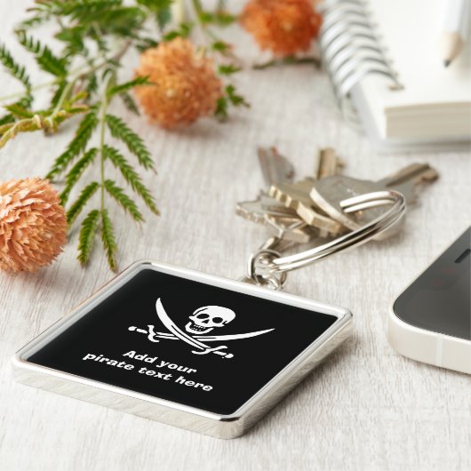 Jolly roger piratenvlag sleutelhanger (Zijkant)