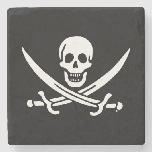 Jolly roger piratenvlag stenen onderzetter (Voorkant)