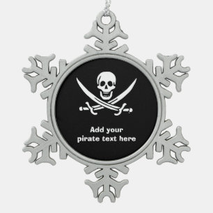 Jolly roger piratenvlag tin sneeuwvlok ornament