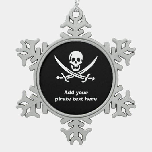 Jolly roger piratenvlag tin sneeuwvlok ornament (Voorkant)