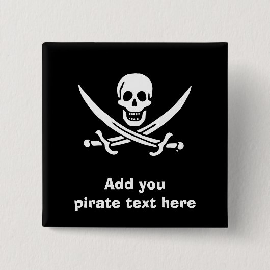 Jolly roger piratenvlag vierkante button 5,1 cm (Voorkant)