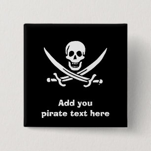Jolly roger piratenvlag vierkante button 5,1 cm