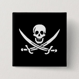 Jolly roger piratenvlag vierkante button 5,1 cm