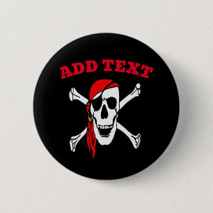 Jolly Roger Pirates Skull en Botten Ronde Button 5,7 Cm