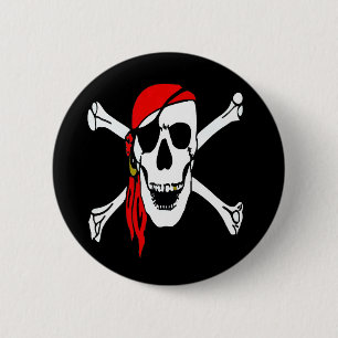 Jolly Roger Pirates Skull en Botten Ronde Button 5,7 Cm