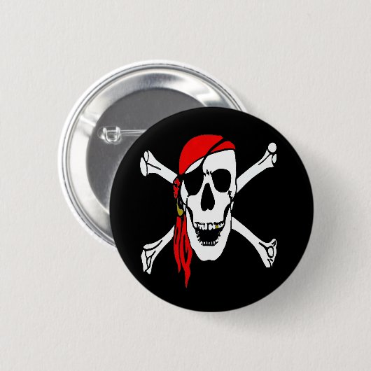 Jolly Roger Pirates Skull en Botten Ronde Button 5,7 Cm (Voorkant /achterkant)