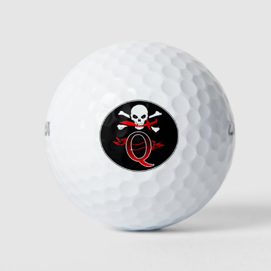 Jolly Roger Q Monogram Initiaal Golf Balls Golfballen (Voorkant)