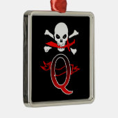 Jolly Roger Q Monogram Initiaal Metalen Ornament (Rechts)
