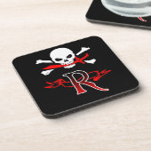 Jolly Roger R Monogram Initiaal Bier Onderzetter (Linkerzijde)