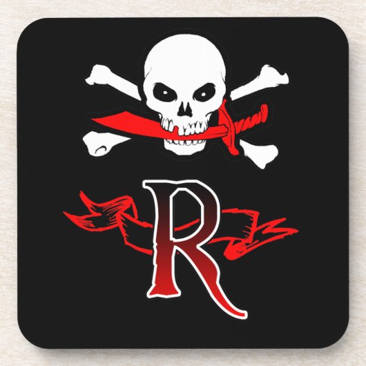 Jolly Roger R Monogram Initiaal Bier Onderzetter (Voorkant)