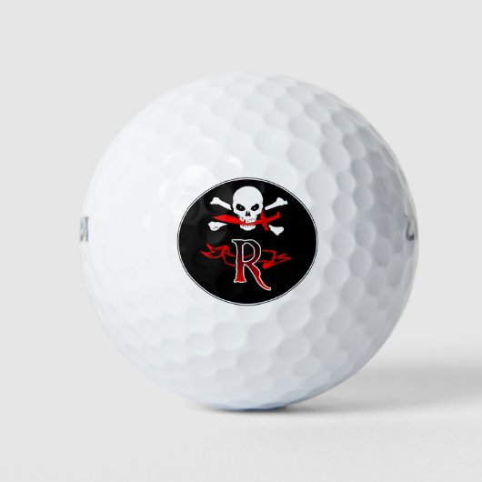 Jolly Roger R Monogram Initiaal Golf Balls Golfballen (Voorkant)