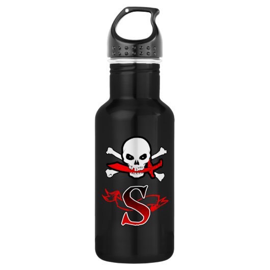 Jolly Roger S Initiaal Monogram Waterfles (Voorkant)
