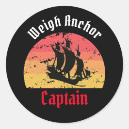 Jolly Roger Ship Sunset Classic Round Sticker