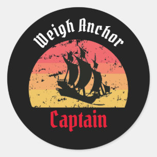 Jolly Roger Ship Sunset Classic Round Sticker