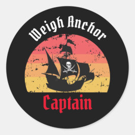 Jolly Roger Ship Sunset Classic Round Sticker