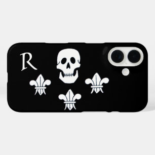 JOLLY ROGER SKELET EN DRIE LELIES VLAG MONOGRAM iPhone 16 HOESJE