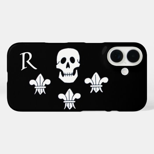 JOLLY ROGER SKELET EN DRIE LELIES VLAG MONOGRAM Case-Mate iPhone CASE (Achterkant (horizontaal))