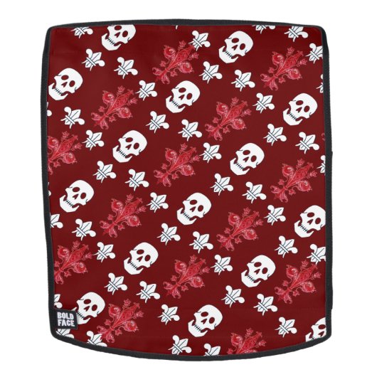 JOLLY ROGER SKULL DRIE LILIES FLAG, FLEUR DE LISE RUGTASSEN (Verwijderbaar gezicht)