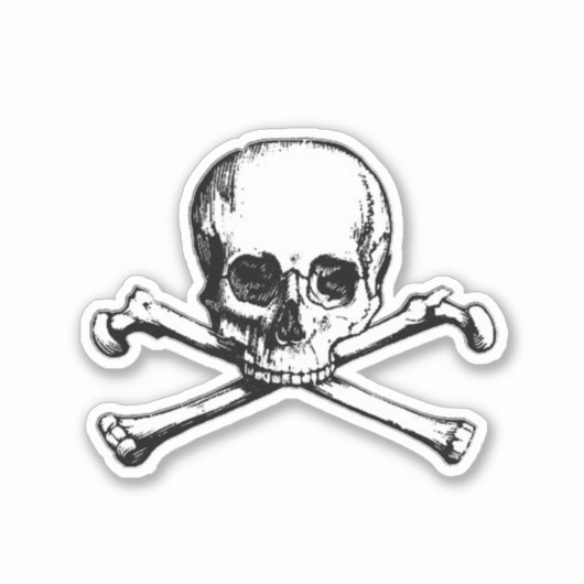 Jolly Roger Skull en Cross Botten Pirate Sticker (Voorkant)