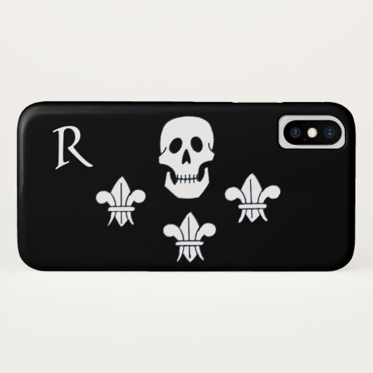 JOLLY ROGER SKULL EN DRIE LILIES FLAG MONOGRAM Case-Mate iPhone CASE (Achterkant (horizontaal))