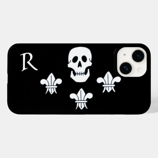 JOLLY ROGER SKULL EN DRIE LILIES FLAG MONOGRAM Case-Mate iPhone CASE (Achterkant (horizontaal))