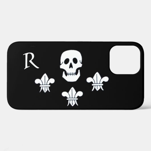 JOLLY ROGER SKULL EN DRIE LILIES FLAG MONOGRAM Case-Mate iPhone CASE (Achterkant (horizontaal))