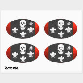 JOLLY ROGER SKULL EN DRIE LILIES FLAG MONOGRAM OVALE STICKER (Vel)