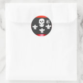 JOLLY ROGER SKULL EN DRIE LILIES FLAG MONOGRAM RONDE STICKER (Tas)